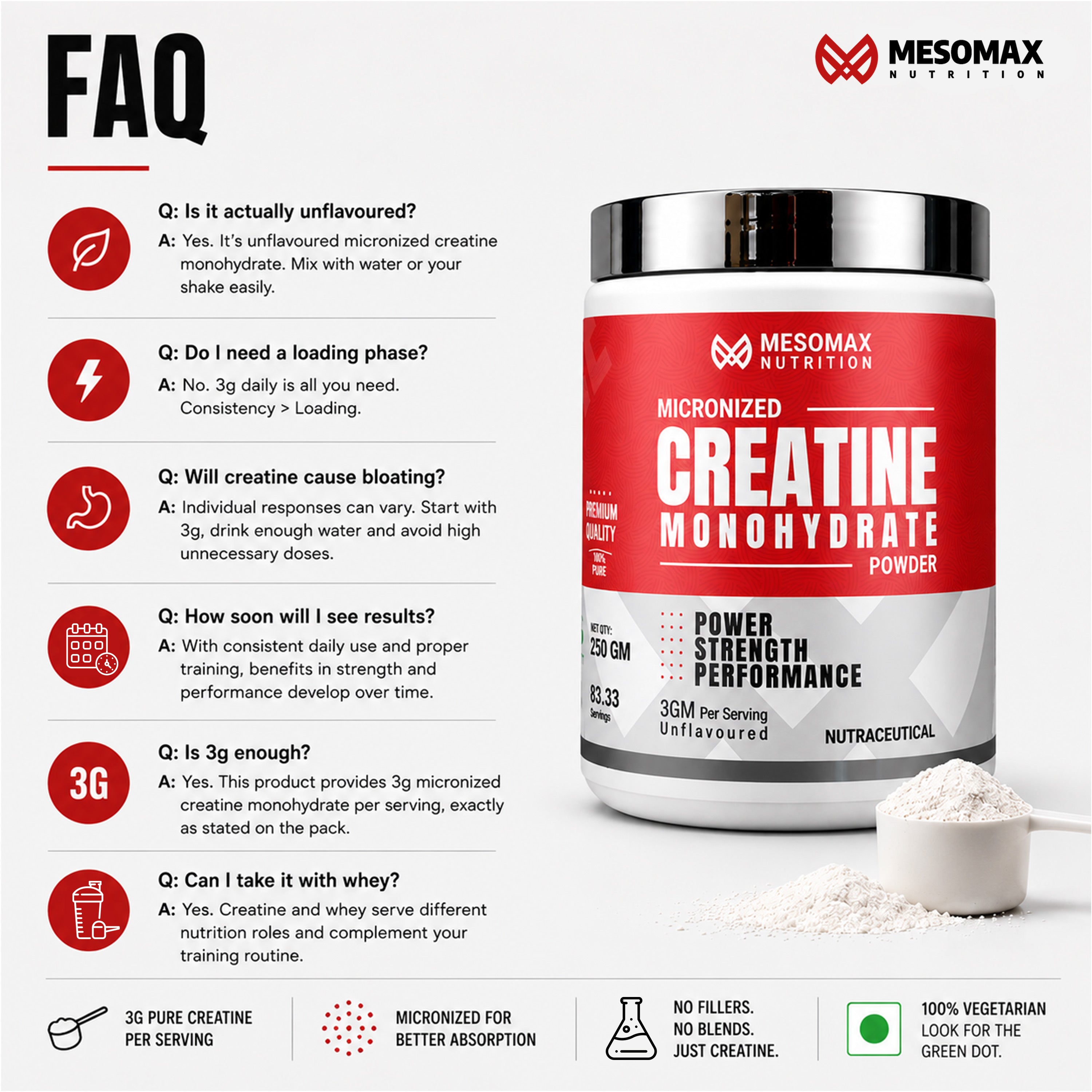Creatine Monohydrate | Power, Strength & Performance - Mesomax