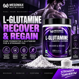 Mesomax Nutrition L-Glutamine 250g | Fermented L-Glutamine | 5g Per Serving | 50 Servings | Unflavoured